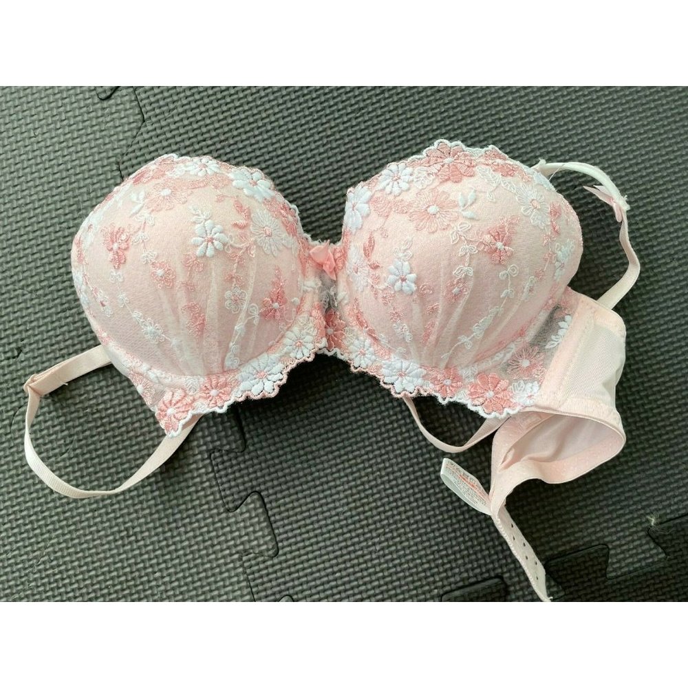Floral Pink Bra Lingerie Japanese Preppy Style Push Up Bra 32A from Japan (NEW)